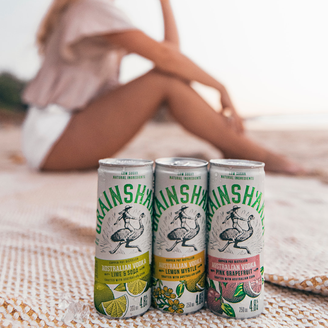 Australian Vodka, Lime & Soda Mixer 4.8 250mL Cans Grainshaker Top